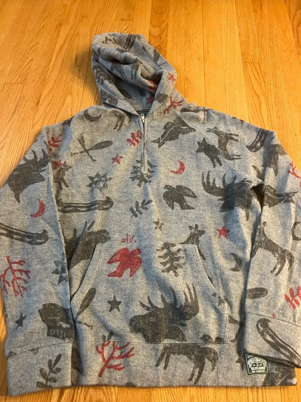 Ralph Lauren polo Grey Hoodie with Forest Animal Print sweatshirt